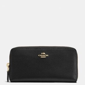 Coach Leather Accordion Zip Wallet NWT Black